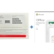 Microsoft Windows 10 Pro DVD and Office 2019 Professional Plus package, featuring installation instructions and product details.