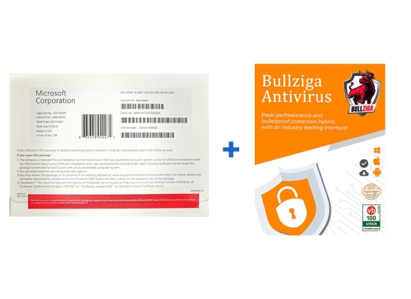 Win 10 home dvd + bullziga antivirus