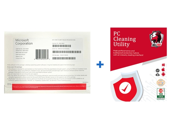 Win 10 home dvd + bullziga pc cleaning utility