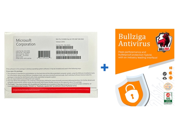 Win 10 pro dvd + bullziga antivirus