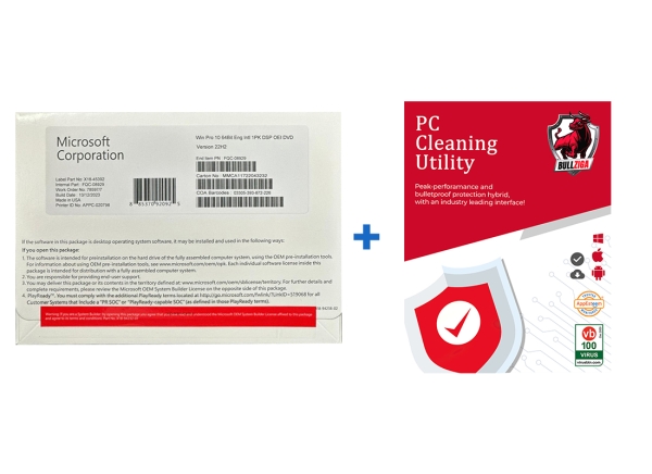 Win 10 pro dvd + bullziga pc cleaning utility