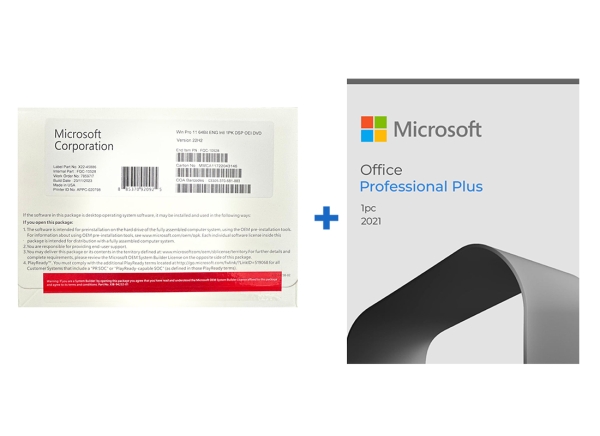 Microsoft Office Professional Plus 2021 DVD package with product key and installation instructions for Windows.