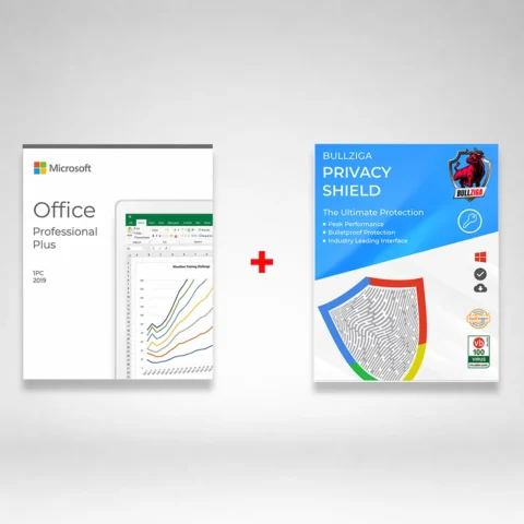 Microsoft Office 2019 Pro Plus 64 - BIT (DVD) With Free BullZIGA Privacy Shield (Key Card)
