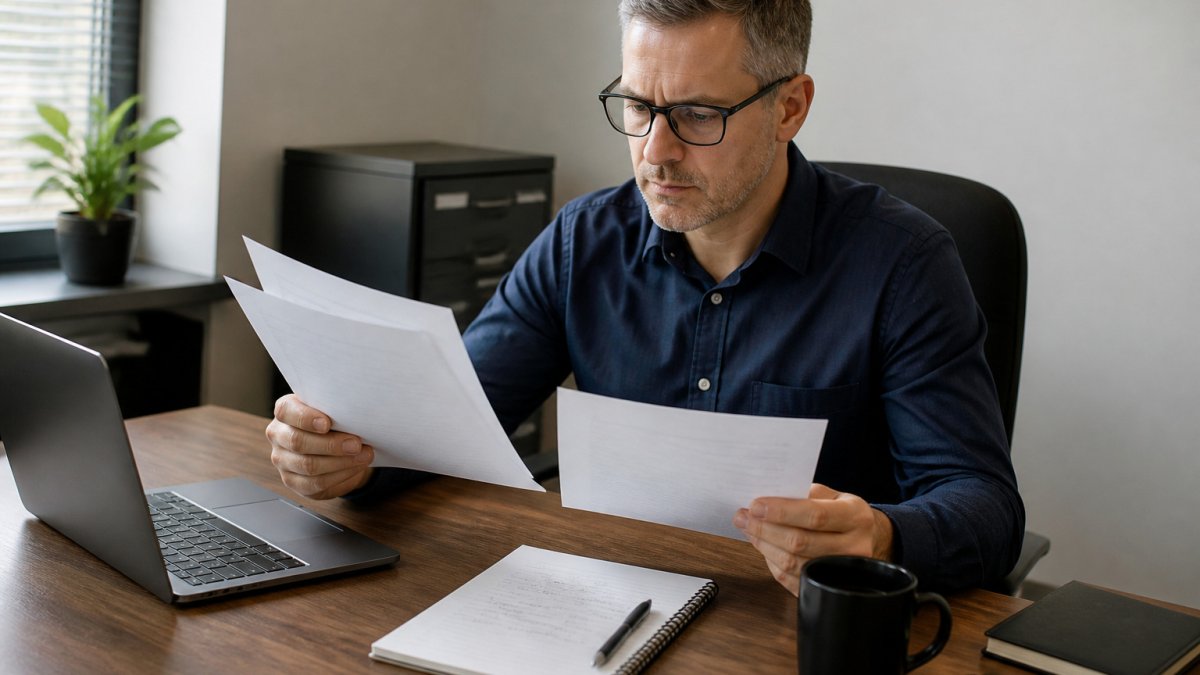 IT manager reviewing provider proposals to evaluate a sourcepass vs managed solution choice at a desk