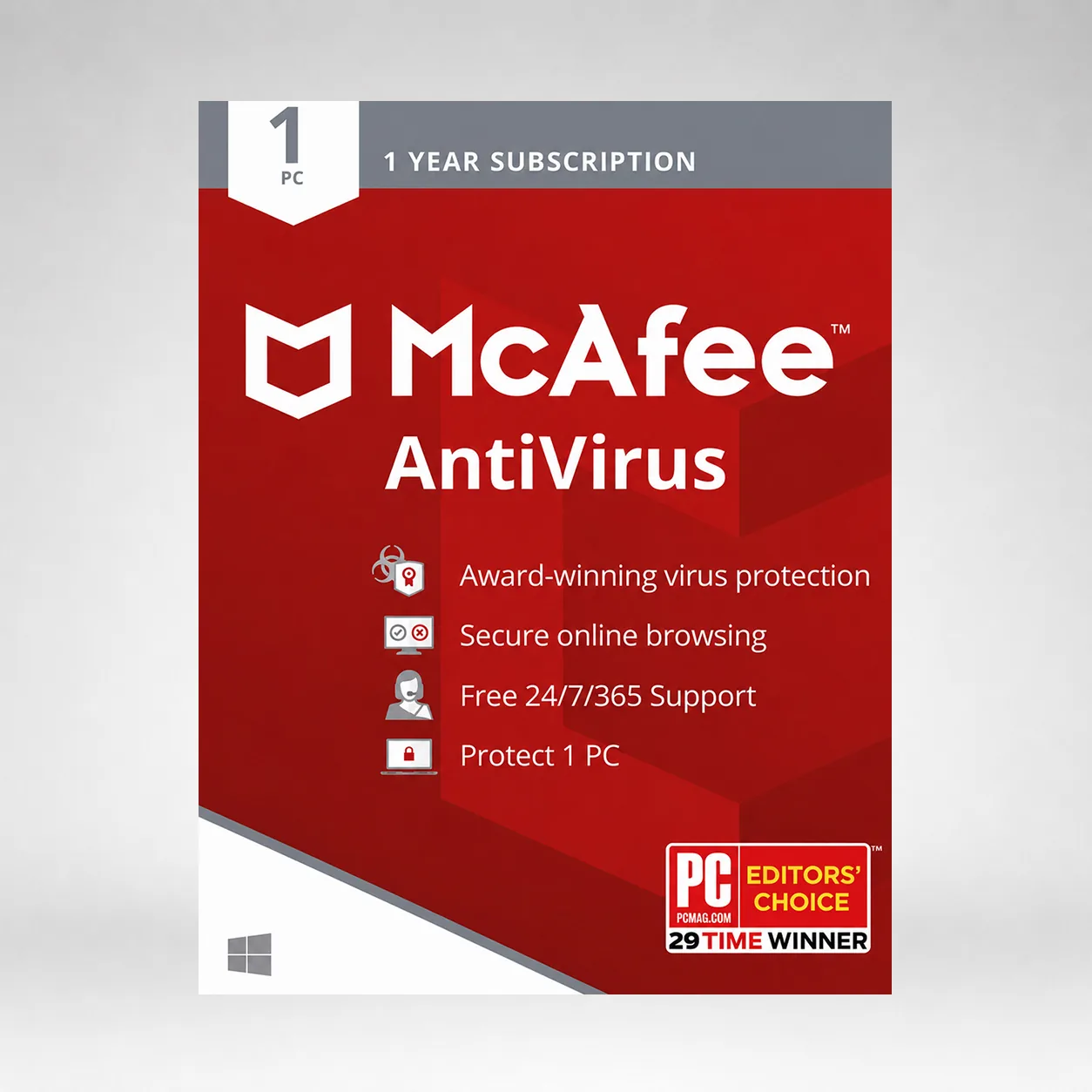 McAfee AntiVirus 1-Year | 1-Device (Windows/Mac OS/Android/iOS)