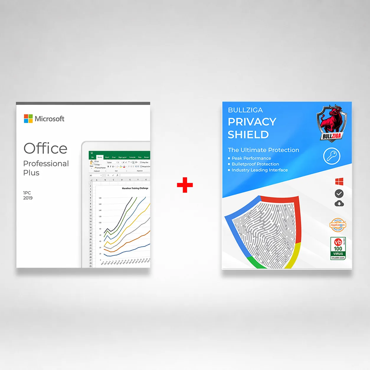 Microsoft Office 2019 Pro Plus 64 - BIT (DVD) With Free BullZIGA Privacy Shield (Key Card)