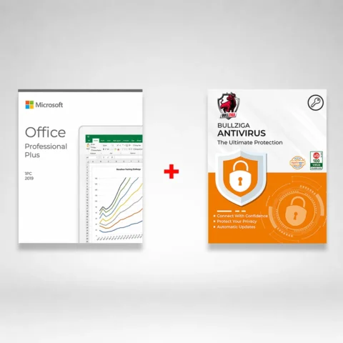 Microsoft Office 2019 Pro Plus with Free BullZIGA Antivirus 1-Year | 1-Device (Windows/Mac OS/Android/iOS)