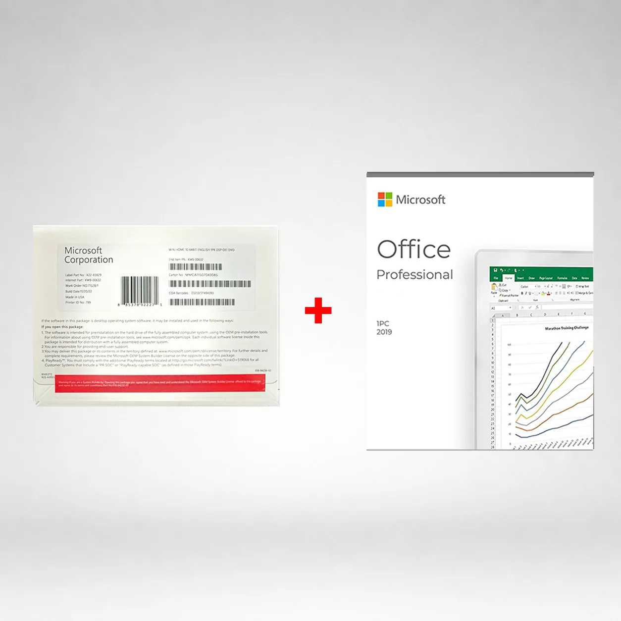 Microsoft Windows 10 HOME (DVD) with Office 2019 Pro Plus (DVD)