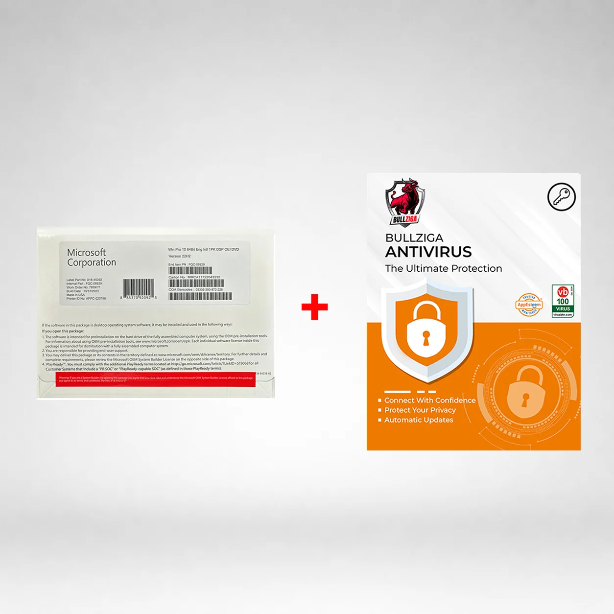 Microsoft Windows 10 Pro with Free BullZIGA Antivirus