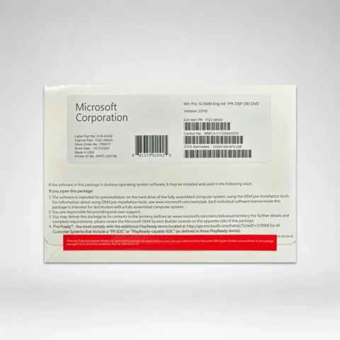 Microsoft Windows 10 Professional 64 -bit OEM | DVD with License Key