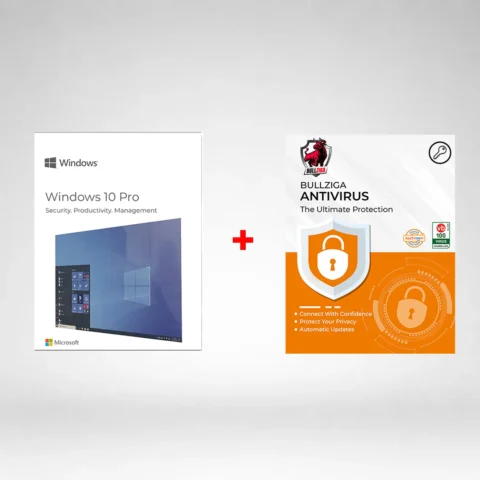 Windows 10 Pro 64-BIT (USB) with Free BullZIGA Antivirus (Key Card)