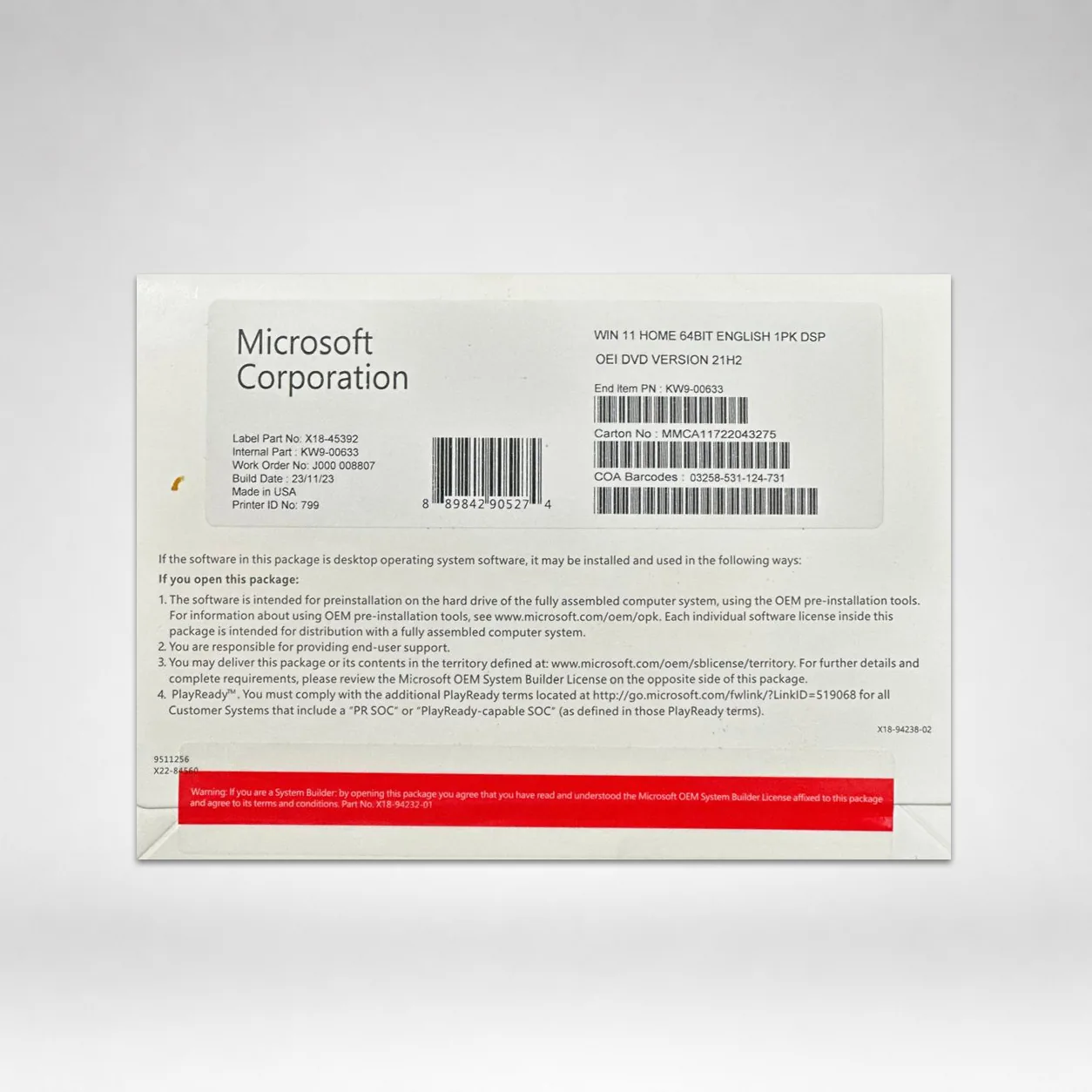 Windows 11 HOME 64 BIT OEM DVD